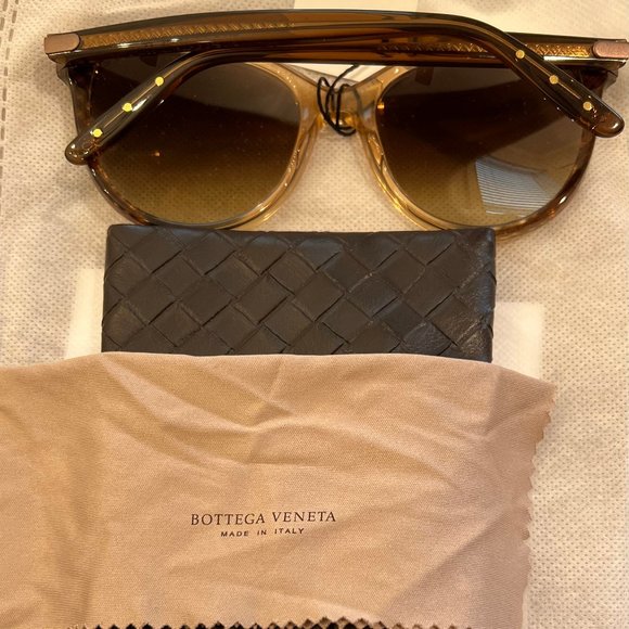 Bottega Veneta Round Sunglasses Brown Tortoise Gradient Case Glasses HOST PICK - Picture 6 of 10
